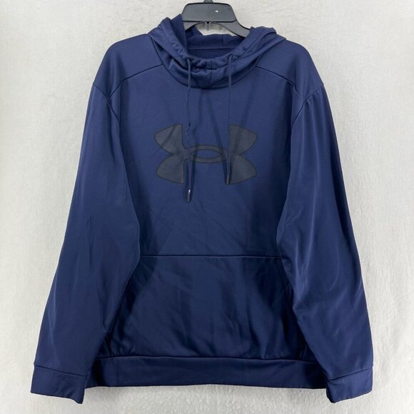 Under Armour Hoodie Mens 2XL Navy Blue Pullover Fleece Loose Warm Sports Casual - Picture 1 of 12